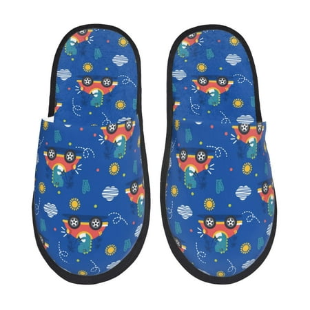 

Rateoe Dinosaur Driving Pattern Fuzzy Slippers Fuzzy Soft House Slippers Plush Furry Warm Cozy Open Toe Fluffy Home Shoes-Medium