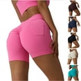 thumbnail image 4 of Short Leggings for Women with Pockets High Waist Hip Lifting Fitness Shorts Workout Leggings Stretch Yoga Shorts Sky Blue,S, 4 of 5