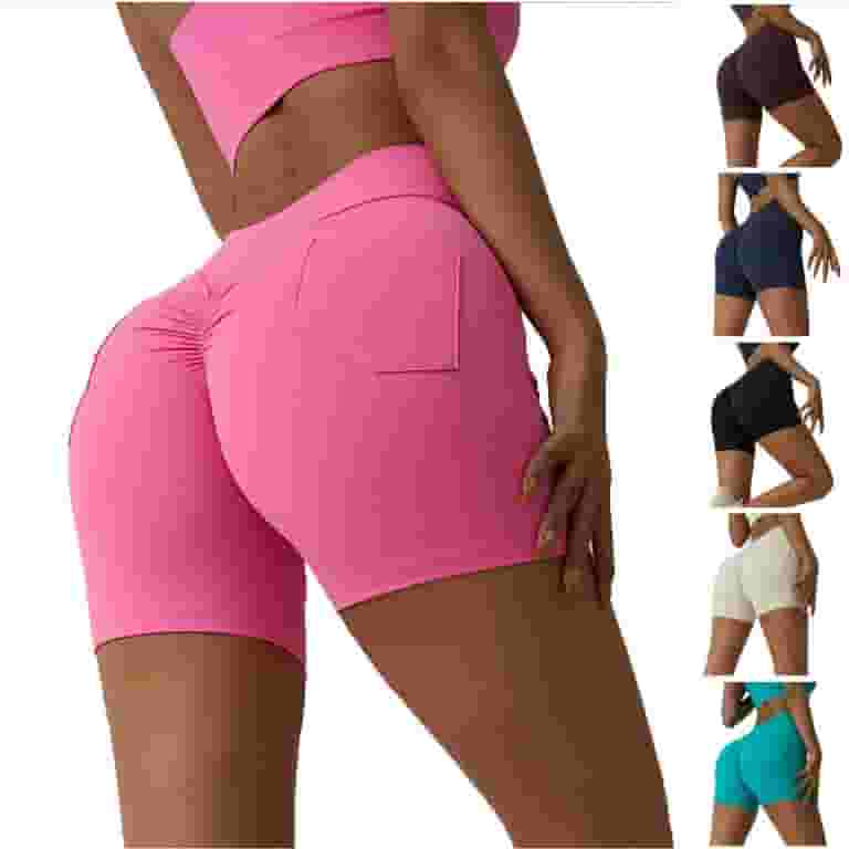 最適な材料 Women for Leggings Short with Lifting Hip Waist High Pockets Clothing