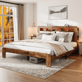 thumbnail image 2 of King Size Bed Frame,Wood Platform Bed with Storage LED Light Headboard and USB, Large Under Bed Storage,Noise Free,No Box Spring Needed,Dark Brown, 2 of 8
