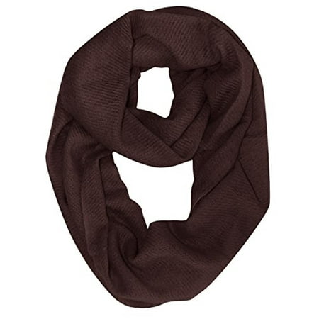 Peach Couture Light and Soft Luxurious Cashmere Wool Infinity Loop Wrap Scarf (Chocolate Brown)