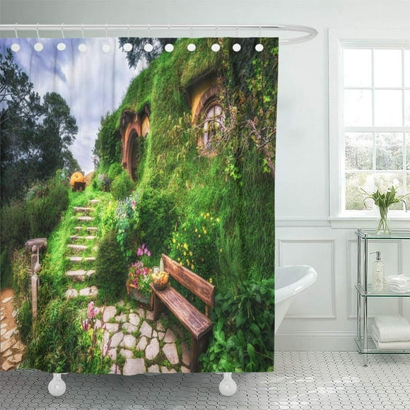 BSDHOME Bilbo Baggins and Hobbit Garden in Hobbiton Movie New Zealand Taken During Bathroom Shower Curtains 60x72 inch