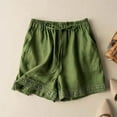 thumbnail image 4 of JJHGVB Womens Linen Shorts Linen Bermuda Shorts for Women Womens Long Shorts Womens Linen Shorts Beach Lightweight Short Beach Shorts with Pockets Flowy Shorts Wide Leg Shorts for Women Green M, 4 of 7