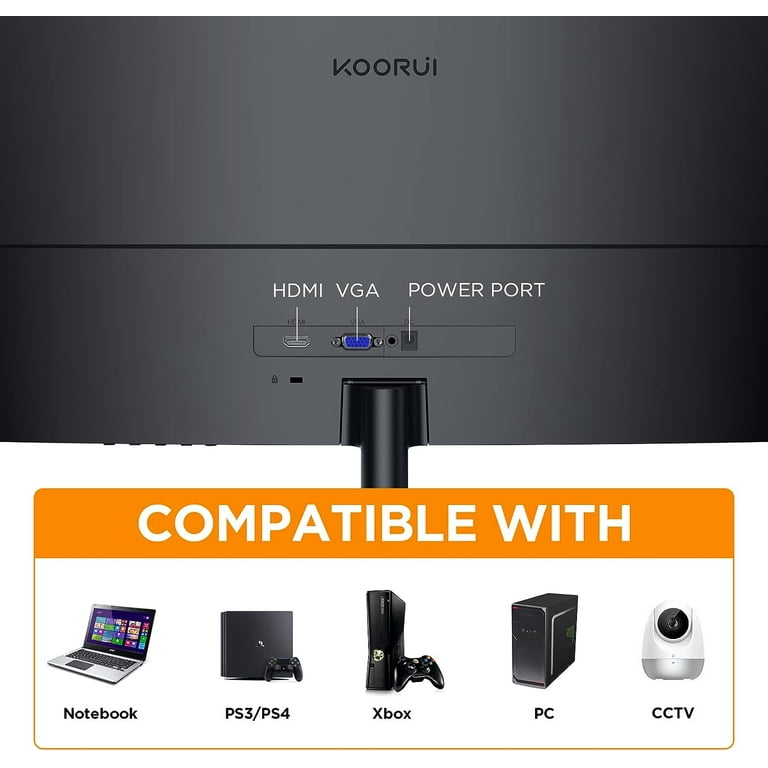  KOORUI 24-Inch Curved Computer Monitor- Full HD 1080P