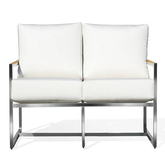 Causeuse d'Extérieur Moderne et Élégante en Acier Inoxydable, Mobilier de Jardin avec Coussin, pour Balcon, Cour, Véranda