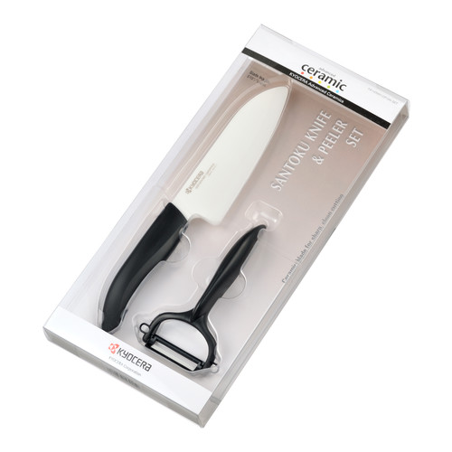 Kyocera Advanced Ceramics Santoku Knife and YPeeler Set