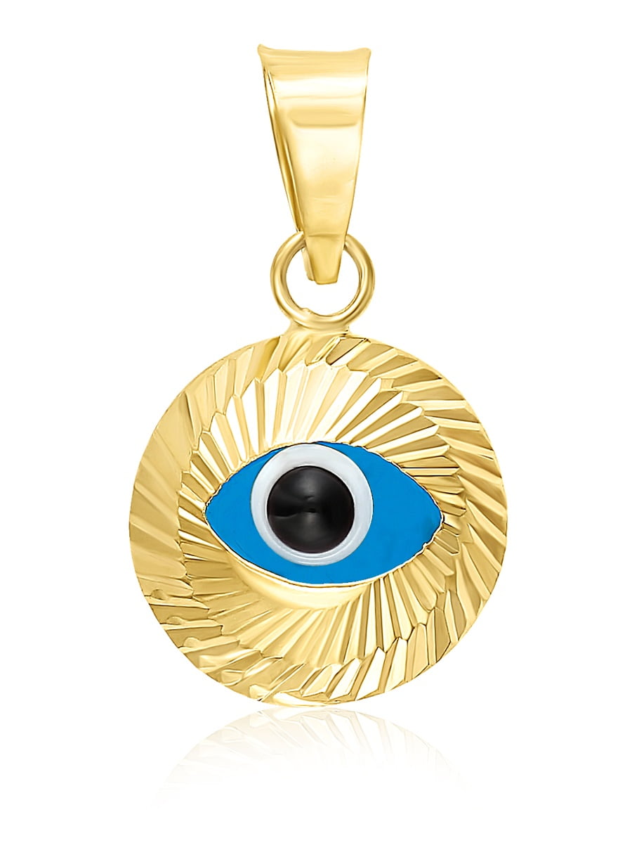 MCS Jewelry 14K YELLOW GOLD EVIL EYE CHARM PENDANT 15MM