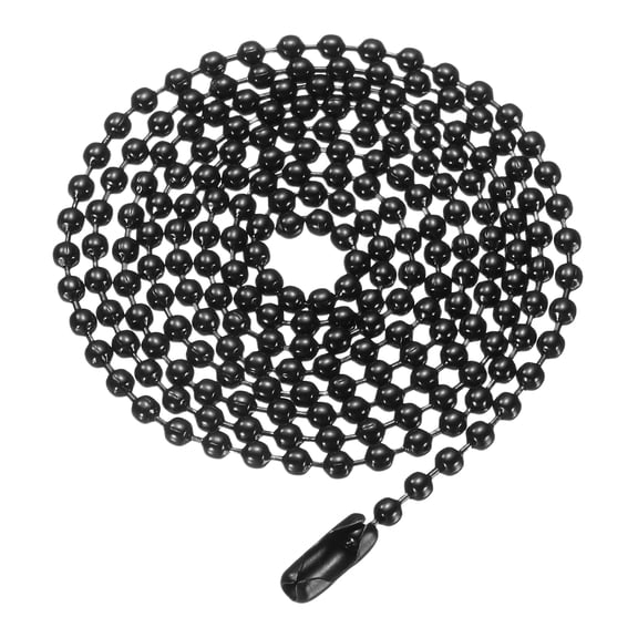 Uxcell Iron Ball Chain 2.4mm 29.5" Length Round Bead Necklace Dog Tag Pull Chains with Connectors Clasps for Men Women Jewelry Making Bracelets Keychain, Black