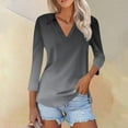 thumbnail image 2 of Xihbxyly Womens Summer Tops Dressy Casual Women's Long Sleeve Crewneck T Shirt 2024 Summer Slim Fit Basic Solid Color Tee Tops Stretchy Breathable Plus Size Tops Summer Saving Clearance Tops, 2 of 5