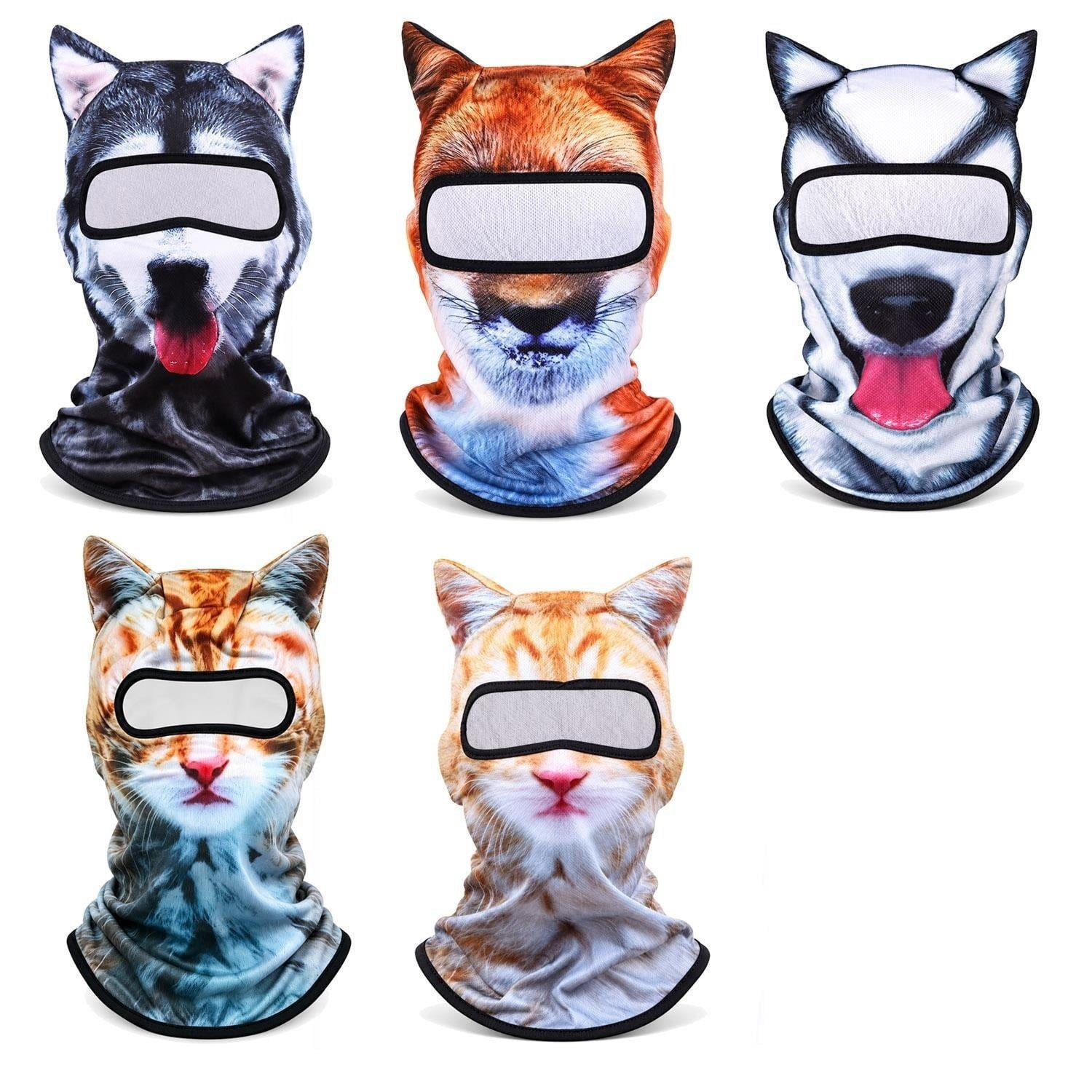 3D Animal Face Ski Balaclava Mask Feral Cat Dog Sheisty Face with Ear 2027 Thickened Winter Windproof Full Cover Funny Cute Feral Wolf for Skiing Riding Music Festival Rave Halloween Party Costume