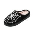 thumbnail image 3 of IEMIEMIEM Women's Fuzzy House Slippers Spider Web Pattern Closed Toe Plush Slip On Home Shoes Anti-Slip Sole Warm Cozy Indoor Slippers for Halloween Daily Wear Black 5.5-6.5 Wide, 3 of 9