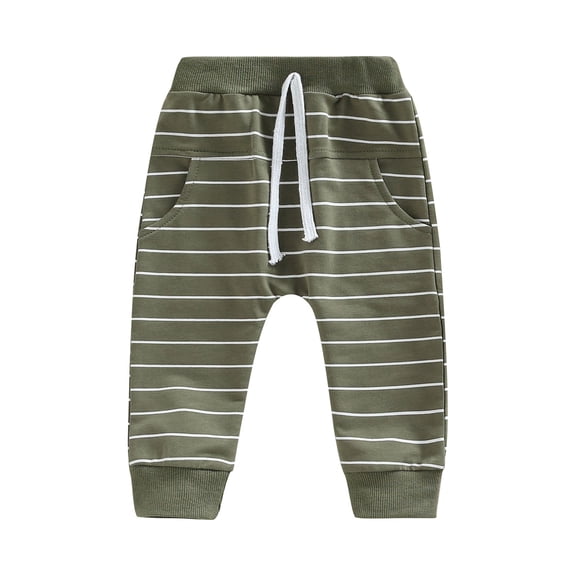 Bagilaanoe Toddler Baby Boys Girls Joggers Pants Casual Striped Sweatpants 6M 12M 18M 24M 3T Kids Trousers Solid Pocket Bottoms