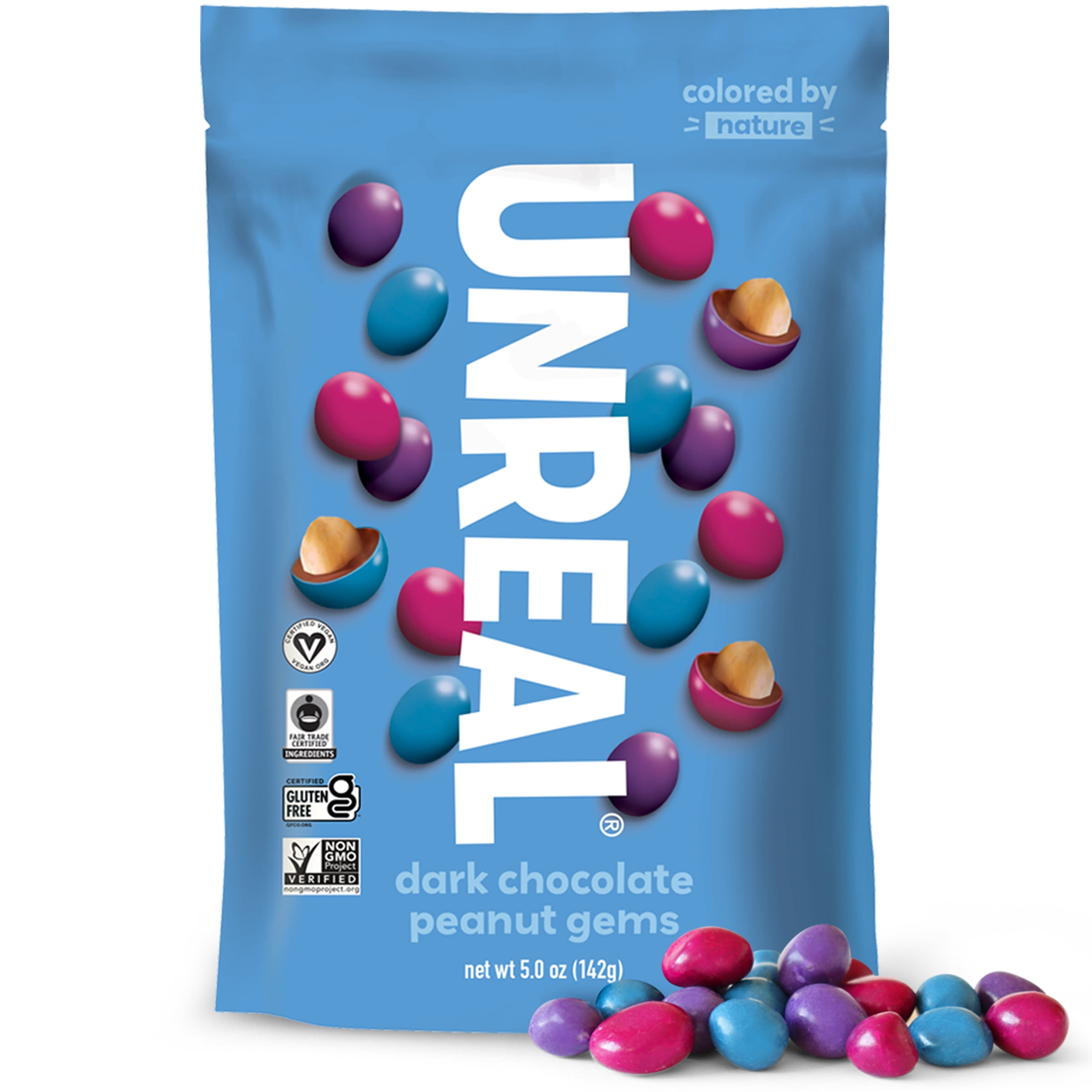 (3 pack) Unreal Dark Chocolate Covered Peanut Gems, 5 oz