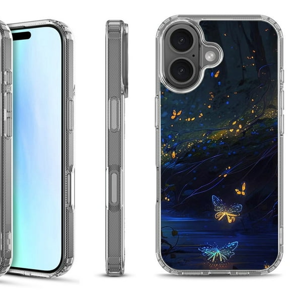 For iPhone 17 Shockproof Protective Phone Case, by OneToughShield - Fireflies Butterfly