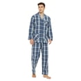 thumbnail image 3 of GLOBAL Conjunto de Pijama de Tejido Liso de Manga Larga para Hombre, Ropa de Dormir de Algodón, Ropa de Dormir Cómoda, Cuadros Azules Elegantes L, 3 of 7