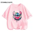 thumbnail image 3 of Camiseta de verano para niños, camiseta de Stitch Kawaii, camiseta de Stitch para niñas, ropa informal de dibujos animados de Disney Stich, traje de camión para niños y niñas, 3 of 5
