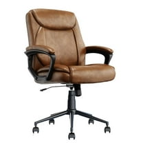 Pemberly Row Ergonomic Mid Back Desk Chair Bonded Leather Cognac