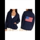 thumbnail image 2 of Cárdigan con Estampado de Bandera, Informal, Holgado, de Larga, con Cuello en V, Estilo Europeo y Americano, Cárdigan Grueso Azul Marino S, 2 of 9
