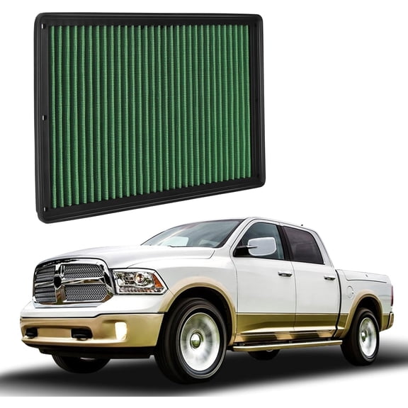 High Performance Engine Air Filter Washable & Reusable Increase Power Compatible with 2002-2025 Dodge/Ram 1500 Engine Air Filter (2002-2025 RAM Truck)