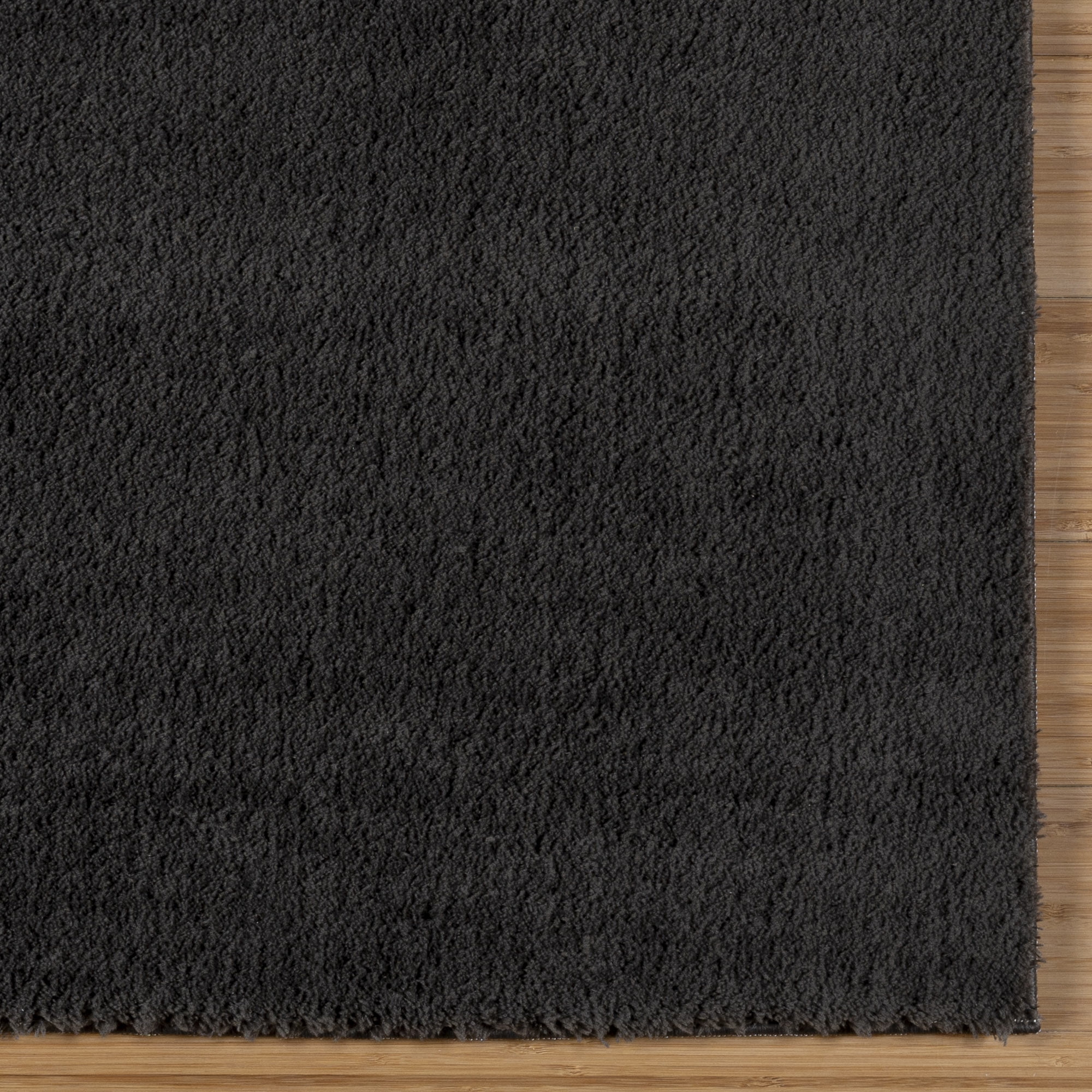 Cadence Tonee Shag Solid Color Charcoal Area Rug, 6x9