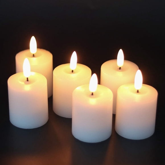 Velas LED sin Llama DRomance Blanco con Mecha 3D Realista y Temporizador de 6 Horas para Decoración