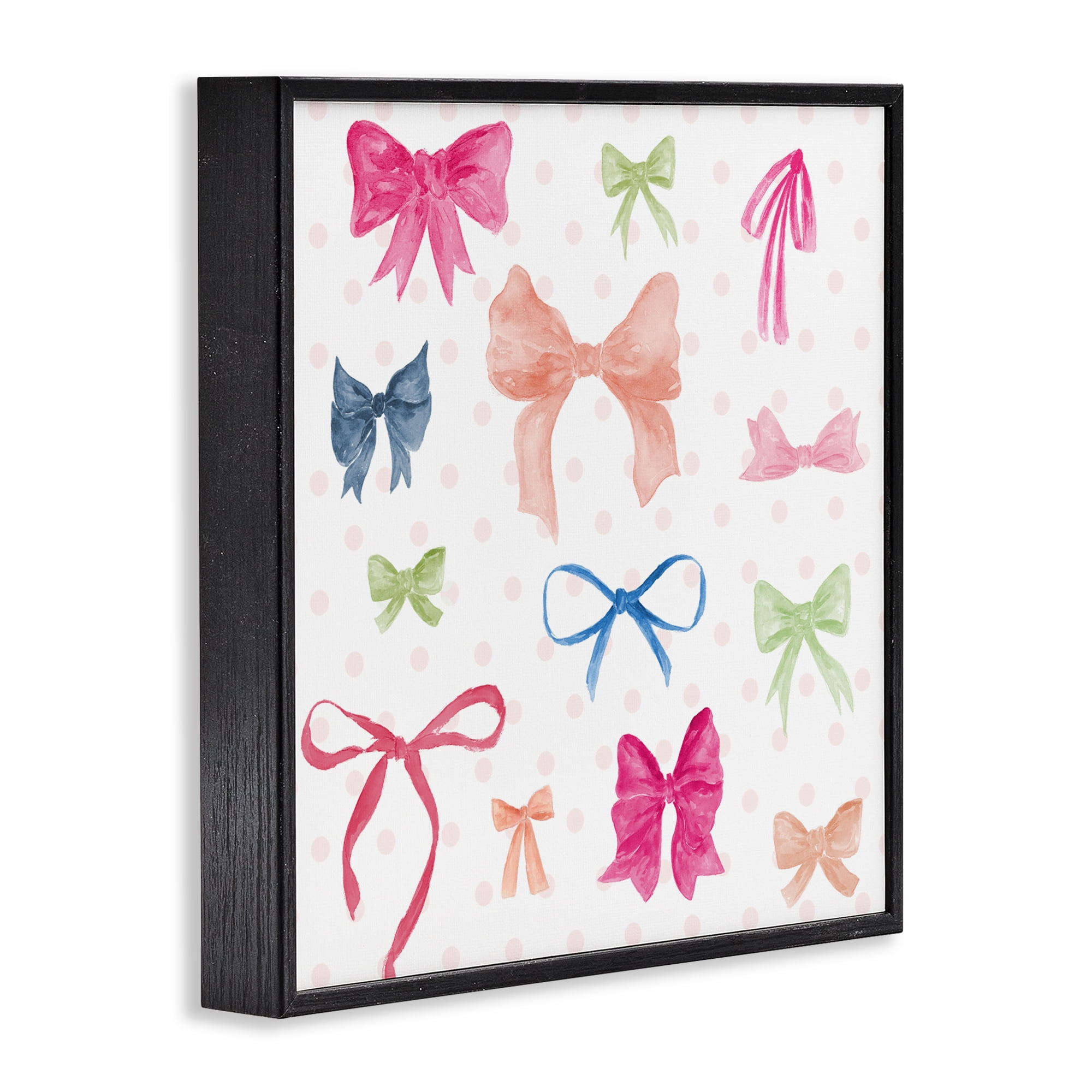 Stupell Industries Colored Bows on Plaid Black Framed Giclee Art, design by Lucille Price