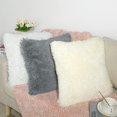 thumbnail image 3 of Juego de 2 fundas de almohada decorativas de 20x20, fundas de almohada mullidas de color blanco crema, nuevas fundas de almohada de sofá cuadradas de piel sintética de lujo para so, 3 of 5