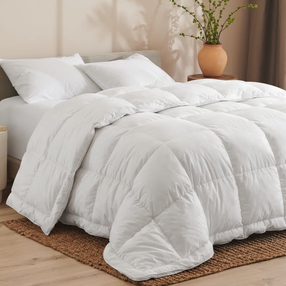 Bare Home Down Comforter - 100% Cotton Shell - Responsible Duck Down Fill - Full/Queen, White
