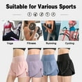 thumbnail image 3 of Pantalones cortos deportivos 2 en 1 para mujer estampado de cintura alta secado rápido transpirables para correr, 3 of 8