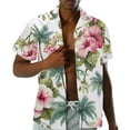 thumbnail image 3 of Garronmavis Pink Hibiscus Couples Matching Outfits Mens Button Down Shirt Palm Tree Lightweight Shirts and Womens Sleeveless Dress with Pocket Polyester Midi Tank Dresses, 3 of 7