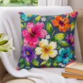 thumbnail image 3 of Pillow Covers 18x18 Set of 2, Colorful Flowers Throw Pillow Covers Decorative Couch Cushion Cover, Spring Floral Watercolor Blue Microfiber Soft Square Pillowcases for Bedroom Living Room Sofa, 3 of 9