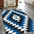 thumbnail image 3 of Aztec Southwest Washable Area Rugs 3'x5', Vintage Abstract Blue Black Geometric Rustic Low Pile Throw Living Room Rug Non-Slip Sturdy Edge Binding Carpet for Indoor Entryway Bedside Kitchen, 3 of 9