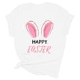 thumbnail image 4 of Alun Happy Easter T Shirts for Women Cute Bunny Ears Graphic Tees Casual Short Sleeve Crewneck Top for Easter's Day Outfit 2026 Spring Summer Workout T-Shirt White XL, 4 of 4