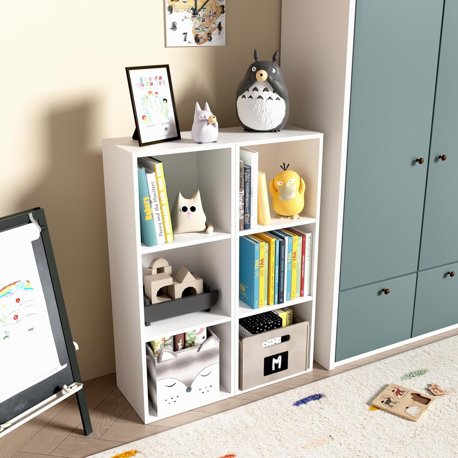 3 Cube Storage Shelf Bookcase, 4 Tier 11 Inch Width Stackable Open Shelf Storage Cabinet Space Saving Clothing & Closet Storage Organizer Shelf,11.81*9.25*31.42 in