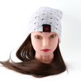 thumbnail image 4 of Star Men Slouch Skull Gorro largo de gran tamaño para mujer Gorro holgado Gorro de esquí de punto de ganchillo Blanco, 4 of 5
