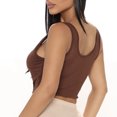 thumbnail image 4 of Camiseta sin mangas corta con cuello en U para mujer, chaleco sin mangas de verano ajustado, ajustado, de Color puro, 4 of 6