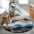 thumbnail image 4 of Navy Blue Brown Large Area Rugs for Bedroom Living Room, Soft Non Slip Carpet Bedside Rug, Luxury Modern Art Abstract Round Floor Cover Kitchen Accent Rug 3' for Dining Room/Office, 4 of 9
