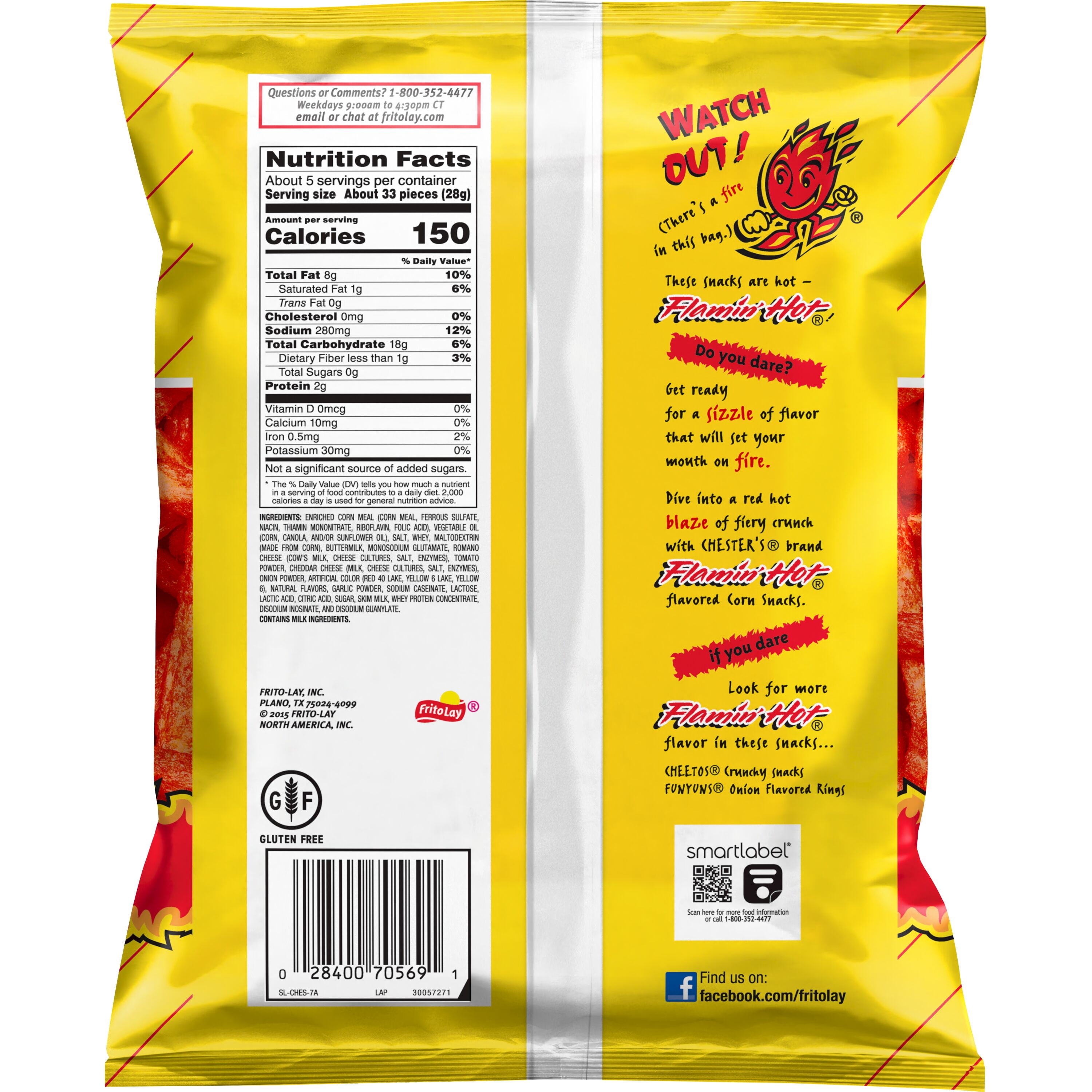 Chesters Flamin Hot Fries, 2.625 Ounce -- 28 per case