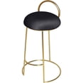 thumbnail image 1 of Meridian Furniture Ring Soft Black Velvet Counter Stool in Brushed Gold Finish, 1 of 5