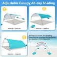 thumbnail image 3 of Beach Tent, Beach Canopy UPF50+ UV Protection, 10.5x10.5Ft Beach Tent Sun Shelter with Sandbags, Aluminum Poles and Ground Pegs and Anti-Wind Ropes for Outdoor, Camping, Backyard and Picnics, 3 of 8