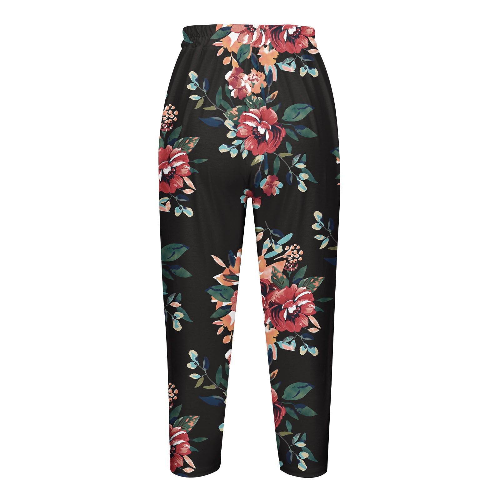 Penkiiy Yoga Pants Womens Athletic Cropped Pants Floral Printing