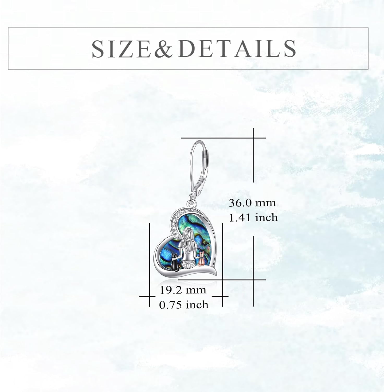 Cat Earrings Sterling Silver Dangle Drop Leverback Earrings Jewelry Gifts for Women