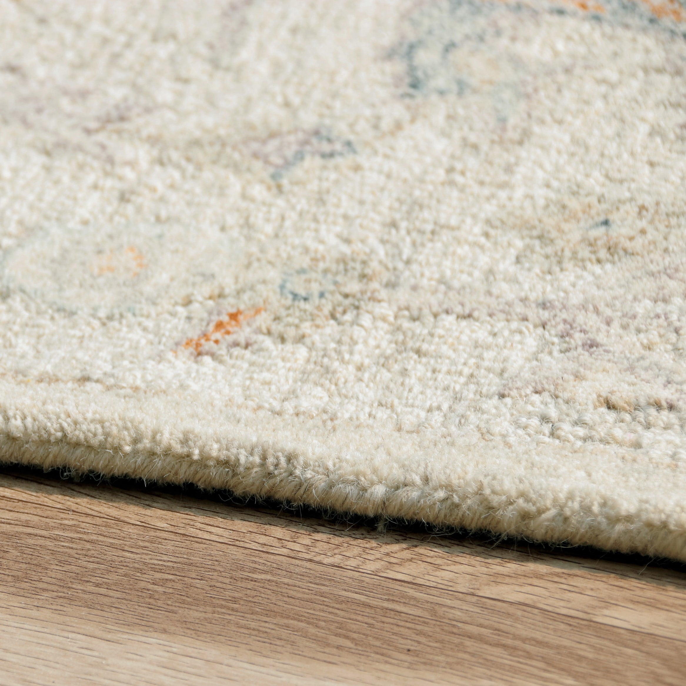LR Home Viane Axle Cream/Taupe Vintage Floral Wool Area Rug, 9' x 12'
