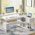 thumbnail image 1 of Tribesigns Bureau en L de 55 Pouces, avec Tiroir, Bureau d'Ordinateur d'Angle Moderne Blanc avec Étagères de Rangement et Support pour Moniteur pour Bureau à Domicile, 1 of 5