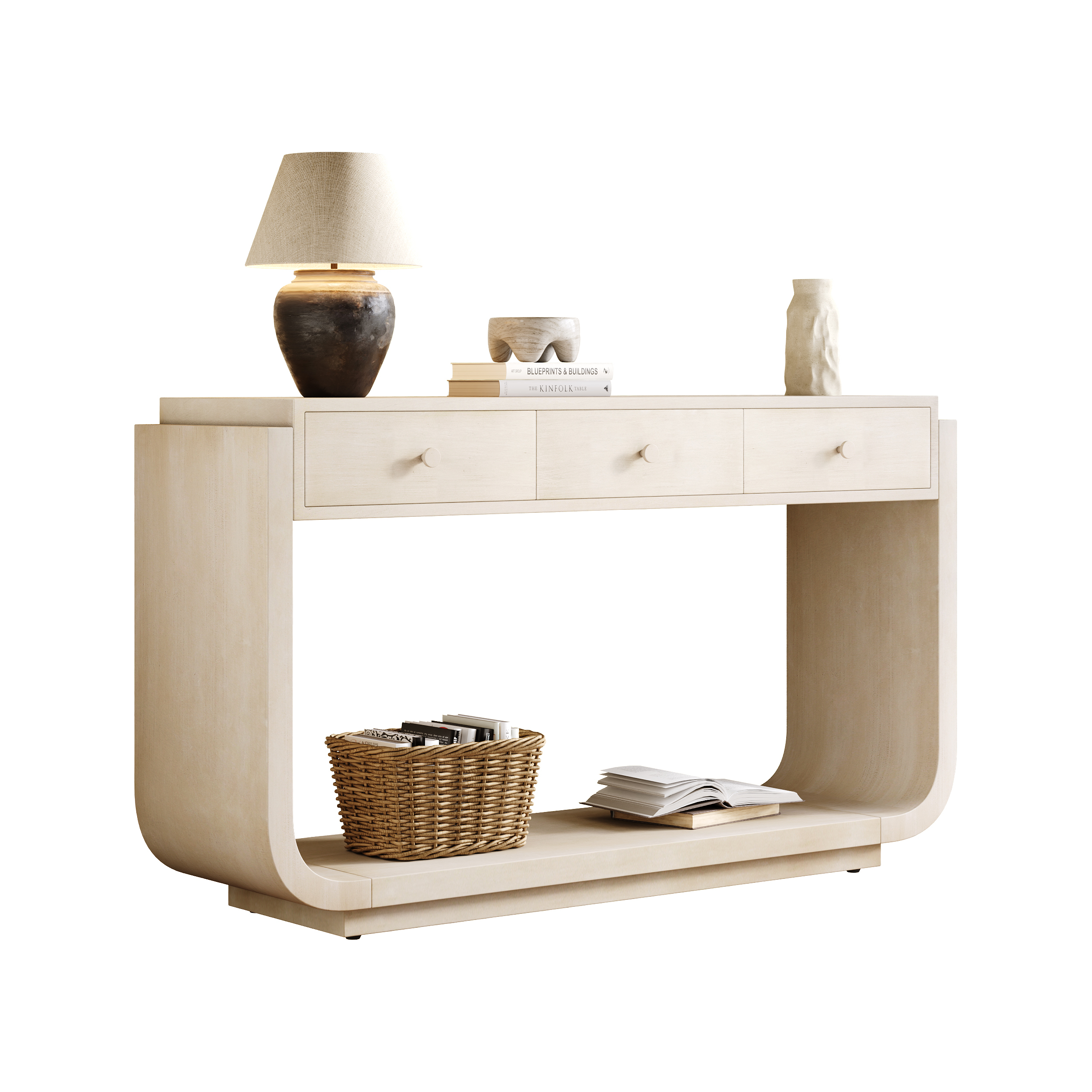 Euroco 55-Inch Antique Console Table, Rectangular Sofa Table Behind the Couch with 3 Drawers & Bottom Open Storage Shelf,Narrow Entryway Table for Hallway, Living Room, Beige