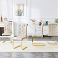 thumbnail image 4 of LifeSky Retro Dining Chairs Set of 2 with Crystal Buckle Design: 3-Sec Dining Room Transformation - Durable Support Up to 400LBS per Chair - Gold Bow Legs & Water-Resistant Faux Leather, 4 of 11