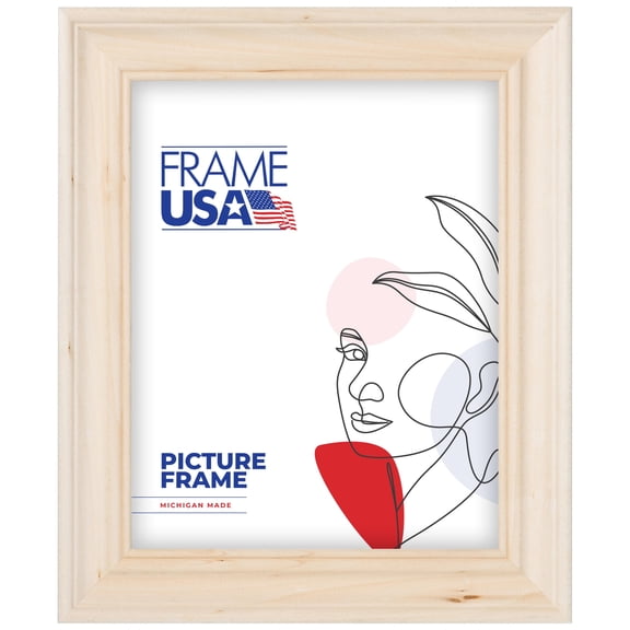 12x16 Picture Frame, Beige Unfinished 102–668–11200, 1.5 Inch Wood with Glass, Wall Display