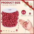 thumbnail image 2 of 98.4 Feet Christmas Tree Beads Garland Decoration, NOGIS Artificial Plastic Reflective Pearls Strands String Chain Beaded Roll (Red), 2 of 7