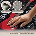 thumbnail image 6 of ODIKA 8'x10' Washable Area Rug Durable, Non-Slip Red Black Guitar Music Print Record Vinyl Themed Electric with Treble Clefs for Living Room, Under Sectional, Family, 6 of 7