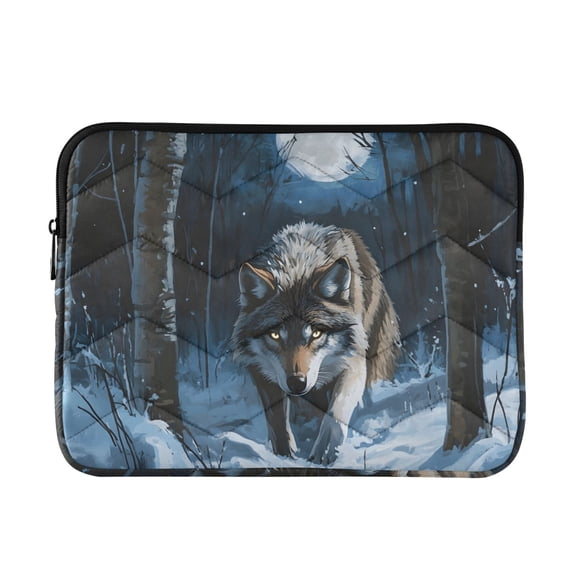 JIALIOU Laptop Sleeve Case with Zipper 13-13.3/15-16 Inch Compatible with MacBook HP Lenovo Dell ASUS Acer, Forest Wolf Moon